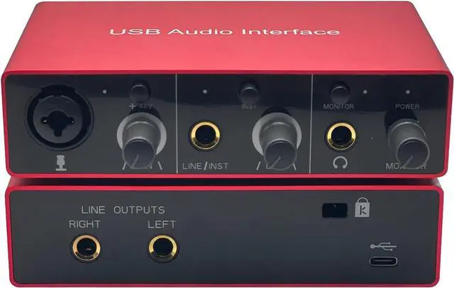 Alt view image 6 of 7 - Audio Interface USB Audio Interface with Mic Preamplifier USB Audio Mixer Recorder with 48V Phantom Power, 24 Bit, Support Tablet, Computers and Other Equipment Recording NO DAW Software included