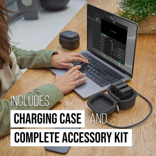 Alt view image 6 of 7 - Wireless PRO Compact Wireless Microphone System with Timecode, 32-bit Float On-board Recording, 2 Lavalier Microphones and Smart Charge Case for Filmmaking and Content Creation