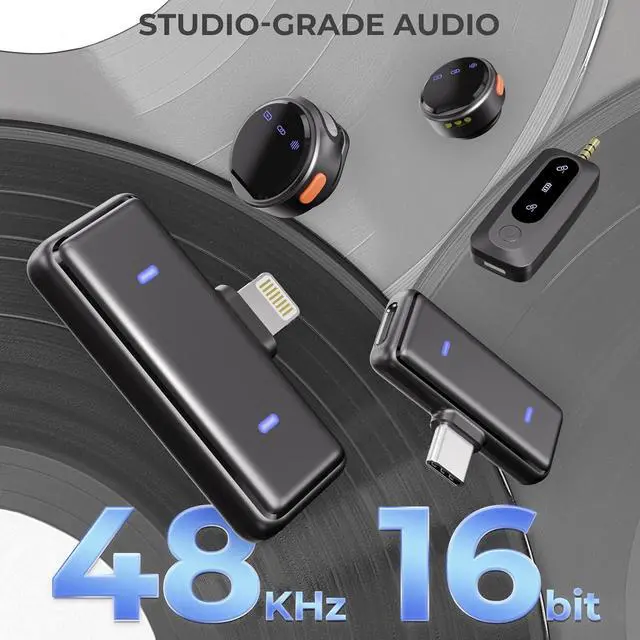 Alt view image 4 of 7 - Wireless Lavalier Microphone for iPhone/Android/Camera/Laptop/PC, Mini Clip/Magnetic Microphones for Lightning/USB-C/3.5mm, Active Noise Cancellation Lapel Lav Mic, 48H for Video Recording