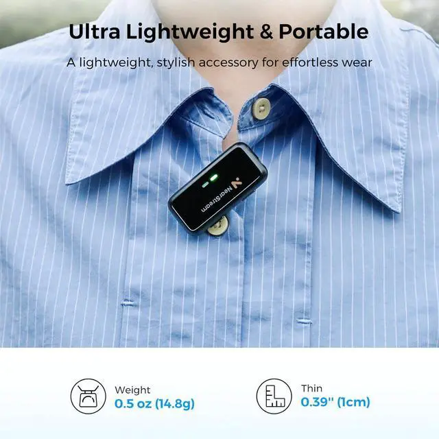 Alt view image 7 of 7 - Wireless Lavalier Microphone for iPhone/Android/DSLR/Camera/PC, Wireless Lapel Microphone System with Noise Cancellation, 656ft Transmission, LCD Display, 20H Battery Life (AWM20T)