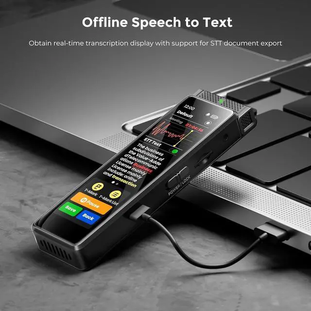 Alt view image 4 of 7 - 136GB Digital Voice Recorder with Playback, Innioasis R1 Full Touchscreen Voice Recorder with AI ligent Transcription and Bluetooth, Voice Activated Sound Audio Recorder Device with Mic (Black)