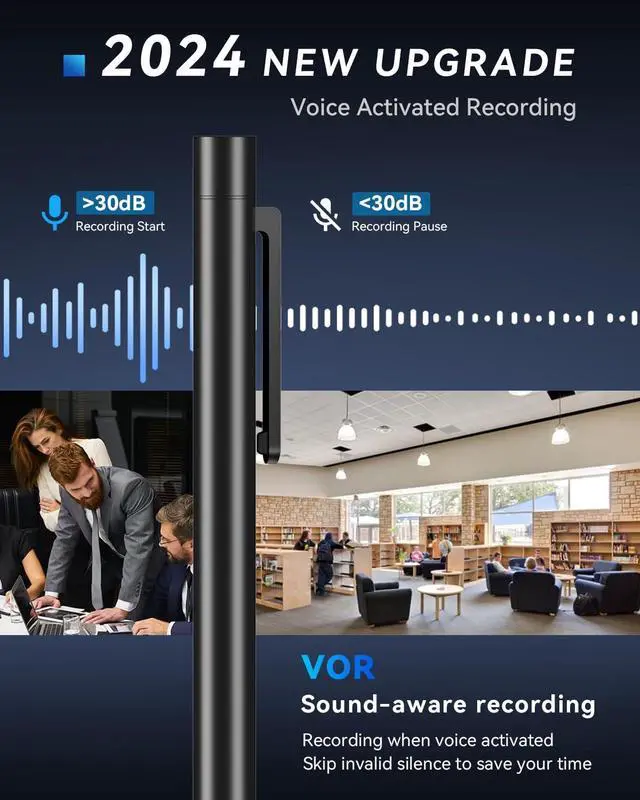 Alt view image 3 of 7 - Voice Recorder 64GB(4400Hrs),Digital Voice Activated Recorder with Playback,Portable Audio Recorder with Noice Cancelling,USB-C Recording Device for Lectures Meetings Interviews