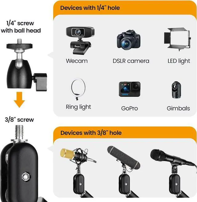 Alt view image 5 of 7 - Desk Camera Mount Stand Heavy Duty Articulated Camera Arm Articulating Table Mount Camera Stand Adjustable Flexible Gear Joints TKA01-L