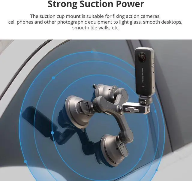 Alt view image 7 of 7 - CapLock Triple Suction Mount Compatible for DJI OSMO Action 4/3/2, Gopro Hero 11/10/9/8 with 1/4"-20 Standard Thread Adapter, Action Camera and Smartphones for Insta360 ONE RS/R/ONE X3/X2