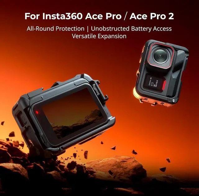 Alt view image 2 of 7 - Utility Frame Cage for Insta360 Ace Pro 2 / Ace Pro, Supports Horizontal and Vertical Shooting, Action Camera Mounting Frame with Mounting Claw and Cold Shoe for Video Light Microphone - 5000