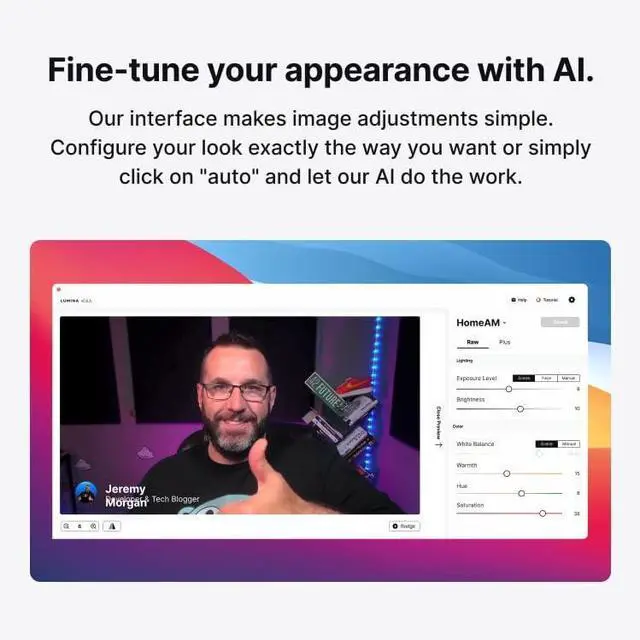 Alt view image 4 of 6 - 4K Webcam: Studio-Quality Webcam Powered by AI. Look Great on Every Video Call. Compatible with Mac and PC (Atomic Grey)