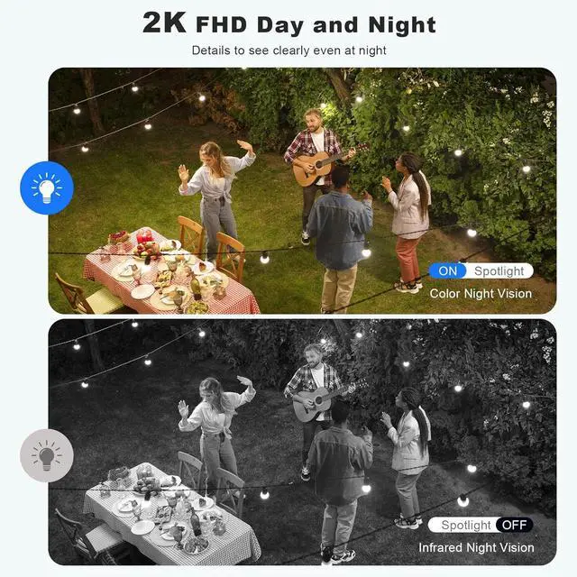 Alt view image 2 of 7 - 2K Security Cameras Wireless Outdoor, WiFi Battery Powered Indoor Camera for Home Security with AI Motion Detection, Spotlight, 2-Way Talk, Siren, IP65, Cloud/SD Storage - 2 Cameras