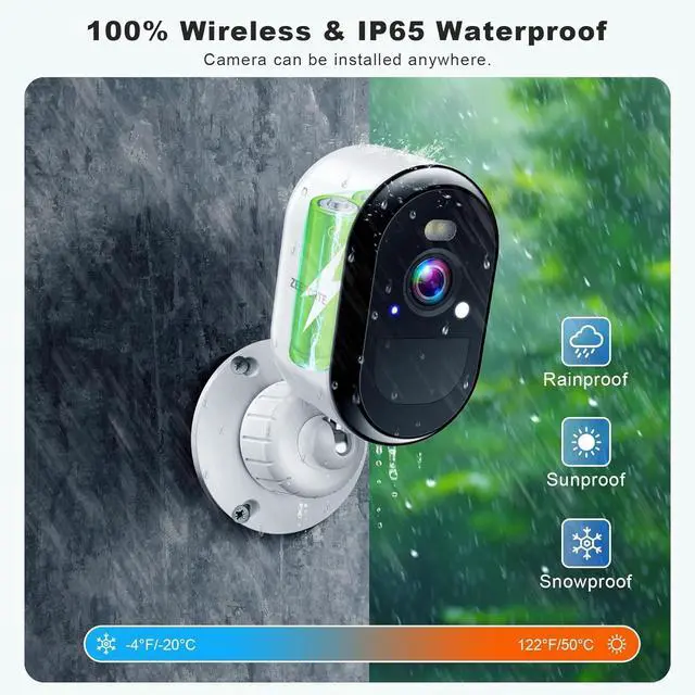 Alt view image 3 of 7 - 2K Security Cameras Wireless Outdoor, WiFi Battery Powered Indoor Camera for Home Security with AI Motion Detection, Spotlight, 2-Way Talk, Siren, IP65, Cloud/SD Storage - 2 Cameras