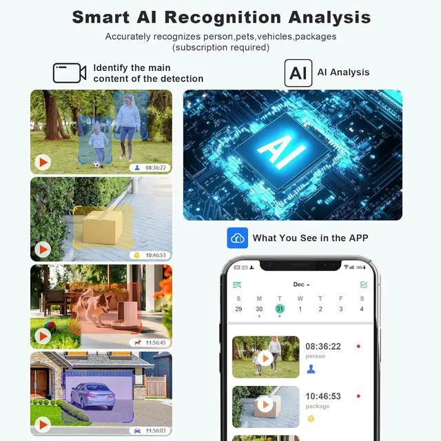 Alt view image 5 of 7 - 2K Security Cameras Wireless Outdoor, WiFi Battery Powered Indoor Camera for Home Security with AI Motion Detection, Spotlight, 2-Way Talk, Siren, IP65, Cloud/SD Storage - 2 Cameras