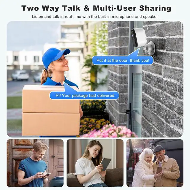 Alt view image 6 of 7 - 2K Security Cameras Wireless Outdoor, WiFi Battery Powered Indoor Camera for Home Security with AI Motion Detection, Spotlight, 2-Way Talk, Siren, IP65, Cloud/SD Storage - 2 Cameras