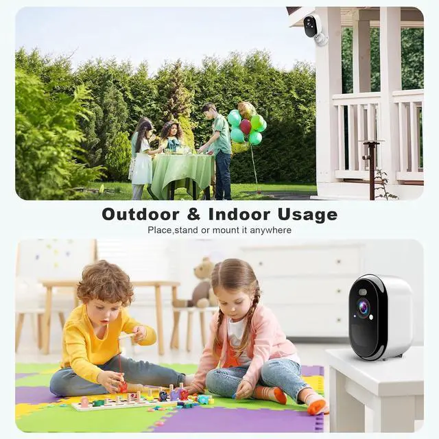 Alt view image 7 of 7 - 2K Security Cameras Wireless Outdoor, WiFi Battery Powered Indoor Camera for Home Security with AI Motion Detection, Spotlight, 2-Way Talk, Siren, IP65, Cloud/SD Storage - 2 Cameras