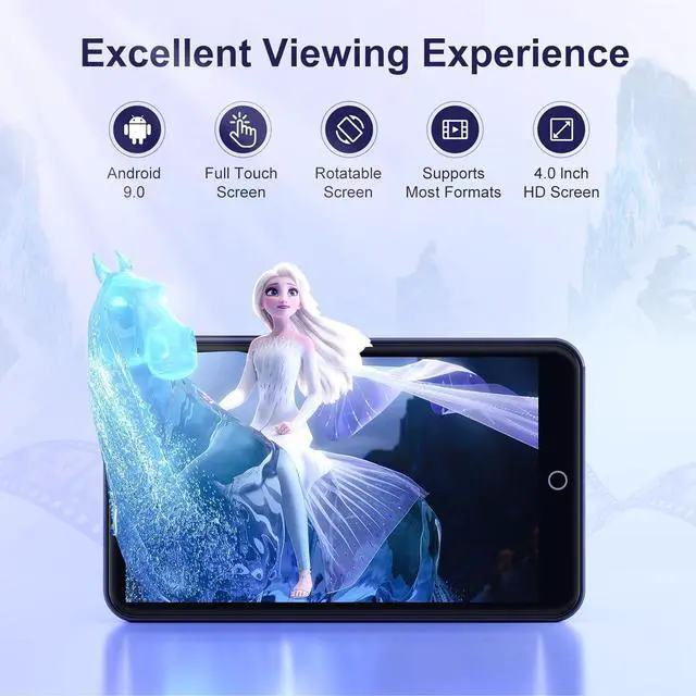 Alt view image 3 of 7 - 80GB MP3 Player with Bluetooth and WiFi, Android MP3 & MP4 Players with 4" Touchscreen and Speaker, 2000mAh Spotify Music Player with Spotify Kids, Audible,  Music, Play Store (Purple)