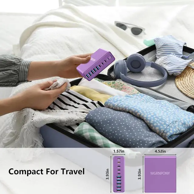 Alt view image 6 of 6 - 320W USB C Charger Block, 10-Port USB C Charging Station GaN III PD 65W Laptop Fast Charger Adapter for MacBook Pro/Air, , iPad, iPhone, Samsung Galaxy (Purple)