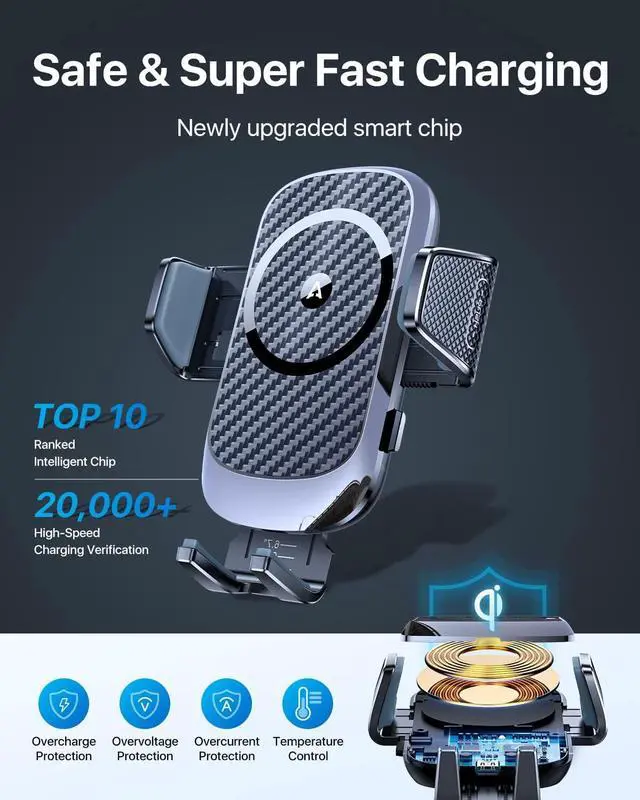 Alt view image 3 of 7 - 15in Wireless Car Charger, [Upgraded Secure Chip] Qi Car Cup Phone Mount with Adapter Adjustable Gooseneck Cup Holder Charger Compatible with iPhone 14 13 12 Pro Max S22 S21