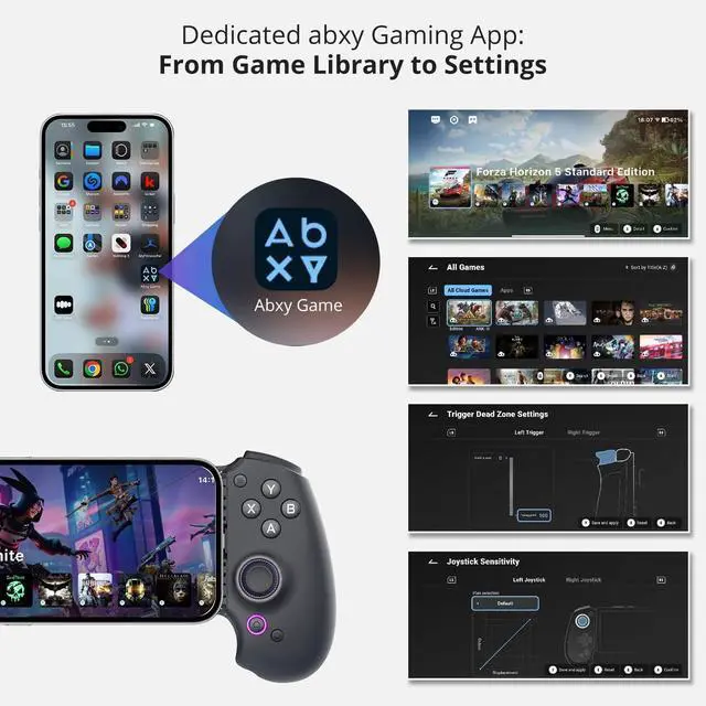 Alt view image 3 of 7 - S9 Full-Size Gaming Phone Controller for iPhone 15/16, iPad 6/7 and Android Phone Tablet,Bluetooth and Type-C Mobile Gamepad with App, for Roblox, Genshin Impact, Call of Duty, Hall Joystick &Trigger