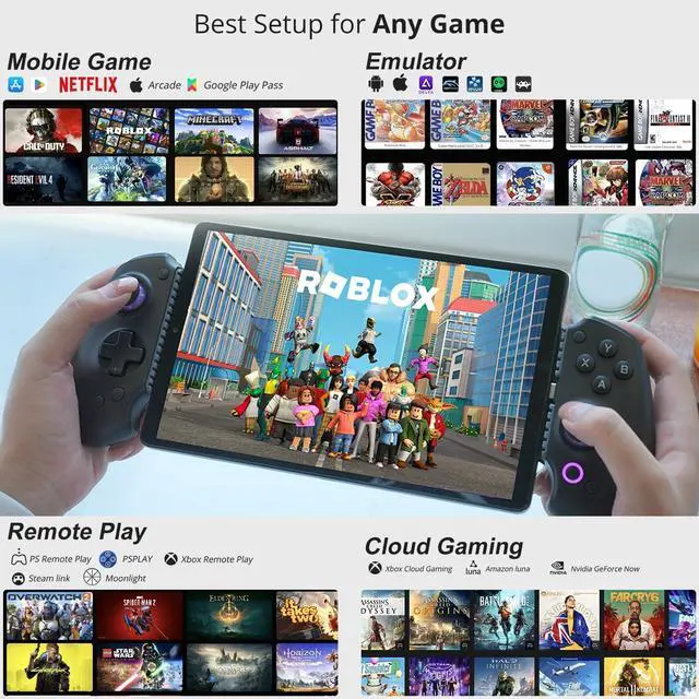 Alt view image 4 of 7 - S9 Full-Size Gaming Phone Controller for iPhone 15/16, iPad 6/7 and Android Phone Tablet,Bluetooth and Type-C Mobile Gamepad with App, for Roblox, Genshin Impact, Call of Duty, Hall Joystick &Trigger