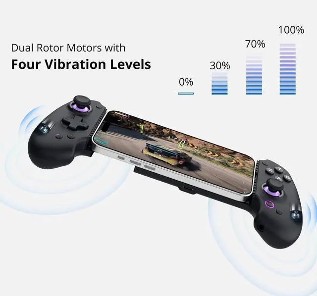 Alt view image 5 of 7 - S9 Full-Size Gaming Phone Controller for iPhone 15/16, iPad 6/7 and Android Phone Tablet,Bluetooth and Type-C Mobile Gamepad with App, for Roblox, Genshin Impact, Call of Duty, Hall Joystick &Trigger