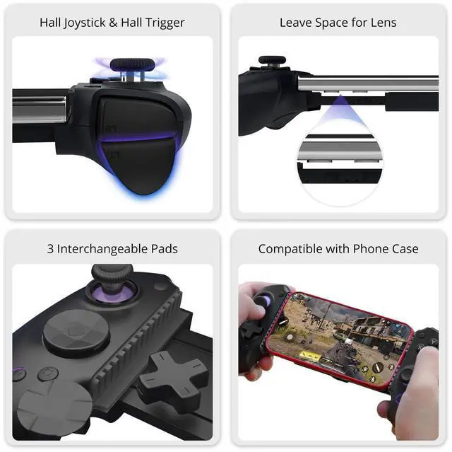 Alt view image 7 of 7 - S9 Full-Size Gaming Phone Controller for iPhone 15/16, iPad 6/7 and Android Phone Tablet,Bluetooth and Type-C Mobile Gamepad with App, for Roblox, Genshin Impact, Call of Duty, Hall Joystick &Trigger