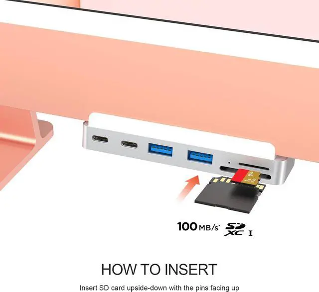 Alt view image 4 of 7 - USB C Hub, 7-in-1 Adapter, USB-C 10Gbps, USB-A 5Gbps, Card Readers 104MB/s, HDMI 4K@60Hz, Compatible with iMac 24-inch 2024/2023/2021 M4/M3/M1