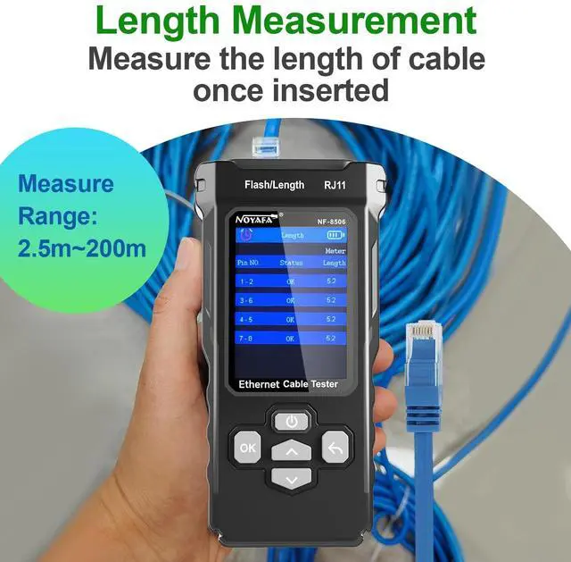 Alt view image 4 of 7 - NF-8506 Network Cable Tester with IP Scan, TDR CAT5 CAT6 Ethernet Cable Tester, PoE PingTest, Network Rate Test, Port Flashing, Network Tester Cable Toner for RJ11 RJ45