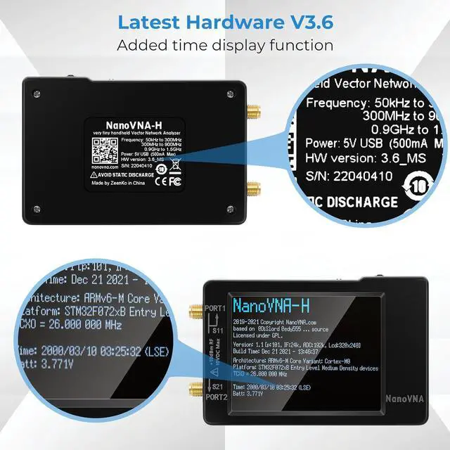 Alt view image 2 of 7 - NanoVNA-H Vector Network Analyzer 10KHz -1.5GHz Latest HW Version 3.6 | HF VHF UHF Antenna Analyzer Ham Radio (NANOVNA-H with 32GB SD Card)
