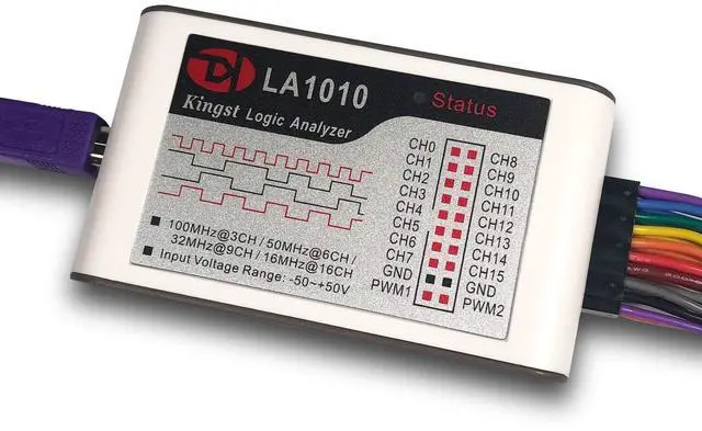 Main image of LA1010 USB Logic Analyzer 16 Input Channels 100MHz with The English PC Software Handheld Instrument,Support Windows (32bit/64bit),Mac OS,Linux