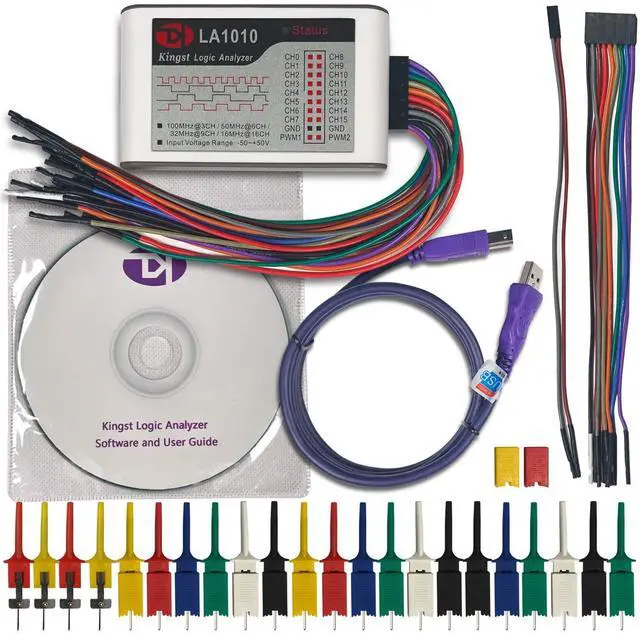 Alt view image 4 of 7 - LA1010 USB Logic Analyzer 16 Input Channels 100MHz with The English PC Software Handheld Instrument,Support Windows (32bit/64bit),Mac OS,Linux
