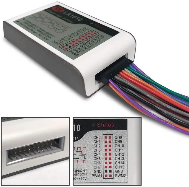 Alt view image 5 of 7 - LA1010 USB Logic Analyzer 16 Input Channels 100MHz with The English PC Software Handheld Instrument,Support Windows (32bit/64bit),Mac OS,Linux