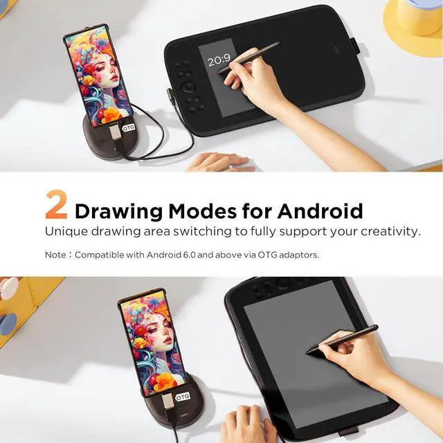Alt view image 2 of 7 - Upgrade M908 10x6.25Drawing Tablet,Graphics Tablet with 8 Hot Keys & Scroll Wheel,Battery Free Stylus of 16K Levels Pressure Sensitivity Drawing Pad Compatible with Windows/Mac/Android Art Tablet
