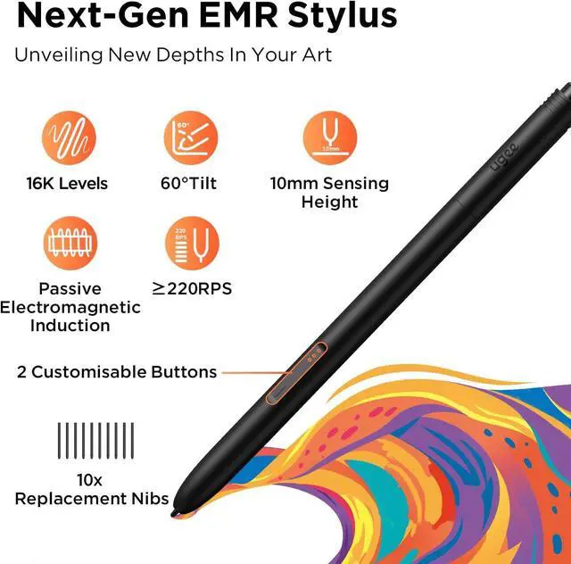 Alt view image 5 of 7 - Upgrade M908 10x6.25Drawing Tablet,Graphics Tablet with 8 Hot Keys & Scroll Wheel,Battery Free Stylus of 16K Levels Pressure Sensitivity Drawing Pad Compatible with Windows/Mac/Android Art Tablet