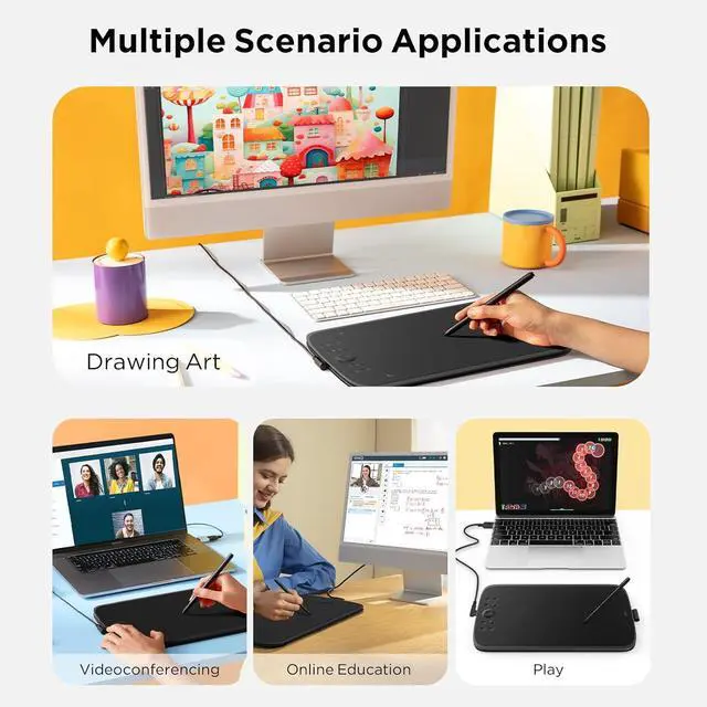 Alt view image 7 of 7 - Upgrade M908 10x6.25Drawing Tablet,Graphics Tablet with 8 Hot Keys & Scroll Wheel,Battery Free Stylus of 16K Levels Pressure Sensitivity Drawing Pad Compatible with Windows/Mac/Android Art Tablet