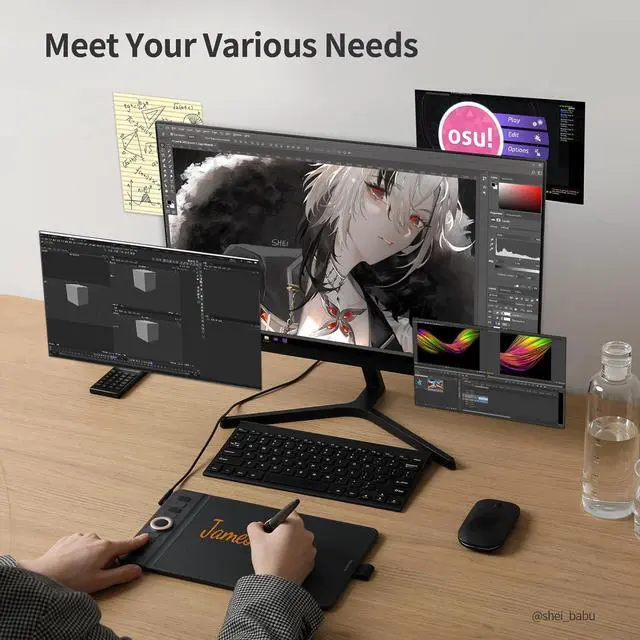 Alt view image 7 of 7 - Bluetooth Drawing Tablet GAOMON WH851 8 x 5 inches Graphics Tablet, Digital Art Tablet Supports 16384 Levels, Intuitive Dial with 8 Shortcut Keys, Type-C Port, Work with Windows & Android & Mac