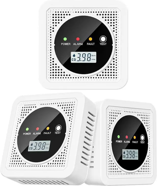 Main image of 3 Packs, 2-in-1,Smoke Carbon Monoxide Detector,Carbon Monoxide Detector,Smoke Alarm,CO Alarm, 85 db Sound,Battery Powered CO Alarm with LEDs,LCD Digital Screen,Test Button