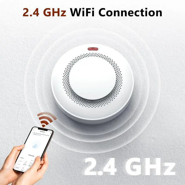 Alt view image 2 of 7 - Smart Smoke Detector Fire Alarm, Uingarm, Wi-Fi Smoke Detector with App, Bluetooth Smoke Detector, Wireless Smoke Detector, Smoke Alarms with Battery Operated, Smoke Detector Wireless 4 Pack