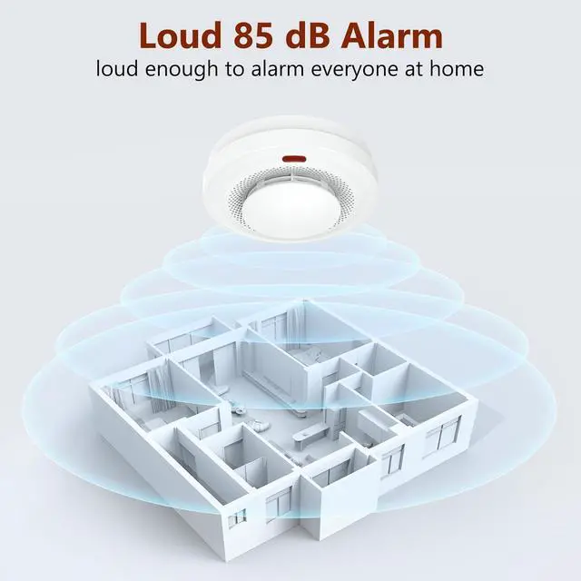 Alt view image 4 of 7 - Smart Smoke Detector Fire Alarm, Uingarm, Wi-Fi Smoke Detector with App, Bluetooth Smoke Detector, Wireless Smoke Detector, Smoke Alarms with Battery Operated, Smoke Detector Wireless 4 Pack