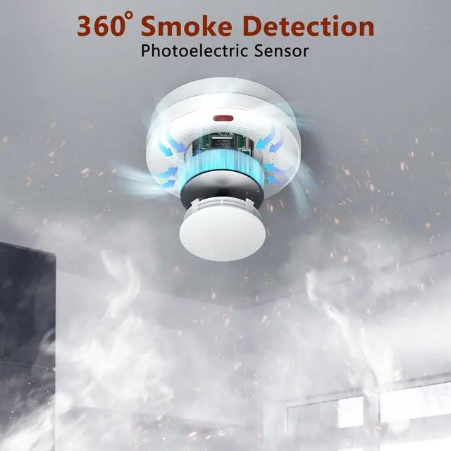 Alt view image 5 of 7 - Smart Smoke Detector Fire Alarm, Uingarm, Wi-Fi Smoke Detector with App, Bluetooth Smoke Detector, Wireless Smoke Detector, Smoke Alarms with Battery Operated, Smoke Detector Wireless 4 Pack