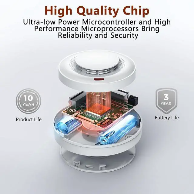 Alt view image 6 of 7 - Smart Smoke Detector Fire Alarm, Uingarm, Wi-Fi Smoke Detector with App, Bluetooth Smoke Detector, Wireless Smoke Detector, Smoke Alarms with Battery Operated, Smoke Detector Wireless 4 Pack