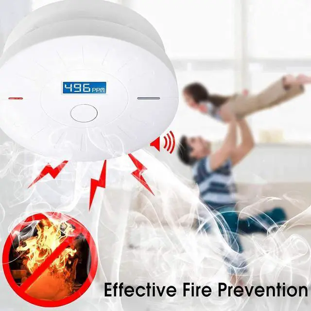 Alt view image 4 of 7 - 4 Pack 10 Year Battery Operated Smoke and Carbon Monoxide Detector, Portable Fire Co Alarm for Home and Kitchen (White)