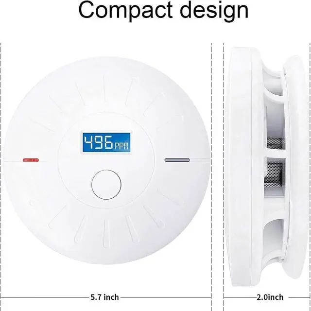 Alt view image 7 of 7 - 4 Pack 10 Year Battery Operated Smoke and Carbon Monoxide Detector, Portable Fire Co Alarm for Home and Kitchen (White)