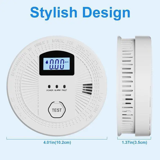 Alt view image 5 of 7 - 5 Pack Combination Photoelectric Smoke and Carbon Monoxide Alarm Detector with LCD Display; Battery-Operated Smoke Carbon Monoxide Alarm