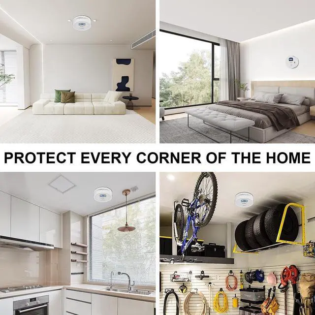 Alt view image 7 of 7 - 5 Pack Combination Photoelectric Smoke and Carbon Monoxide Alarm Detector with LCD Display; Battery-Operated Smoke Carbon Monoxide Alarm