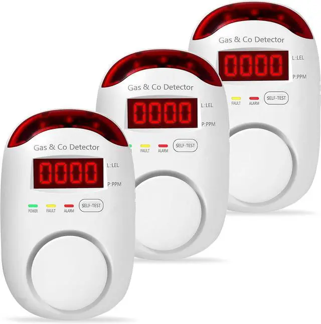 Main image of 3 Packs Combination Gas & Carbon Monoxide Detectors, Plug in Natural Gas Detector & Carbon Monoxide Alarm, CO Detector Alarm & Propane, Methane, Explosive Gas Detector for Home,RV,Easy to Install