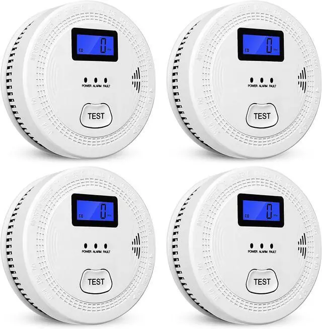 Main image of 4-Pack,Smoke and Carbon Monoxide Detector,2 in 1 CO & Smoke Alarm,Carbon Monoxide Detectors,Smoke Detector,85dB in Alarm,LCD Screen,Easy to Install