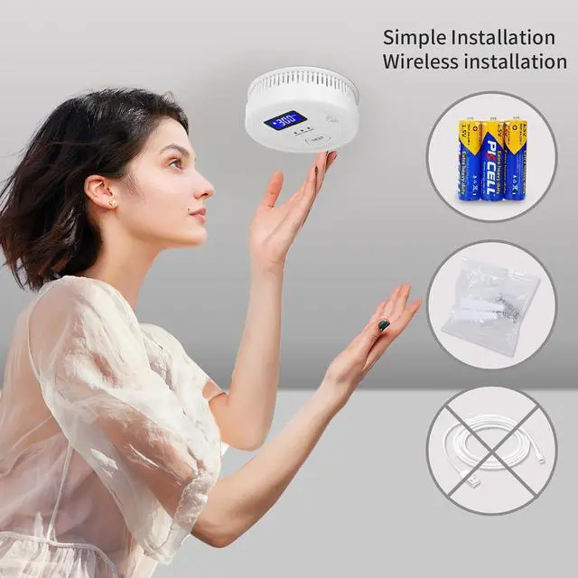 Alt view image 7 of 7 - 4-Pack,Smoke and Carbon Monoxide Detector,2 in 1 CO & Smoke Alarm,Carbon Monoxide Detectors,Smoke Detector,85dB in Alarm,LCD Screen,Easy to Install