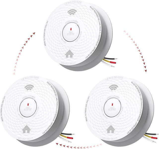Main image of Interconnected Smoke and Carbon Monoxide Detector Combo, 2 in 1 Smoke and CO Detector with Replaceable Batteries Back Up, AC Smoke and CO Alarm, Voice Alert, Self-Check, 3 Pack