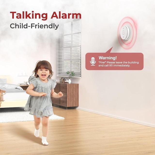 Alt view image 2 of 7 - Interconnected Smoke and Carbon Monoxide Detector Combo, 2 in 1 Smoke and CO Detector with Replaceable Batteries Back Up, AC Smoke and CO Alarm, Voice Alert, Self-Check, 3 Pack