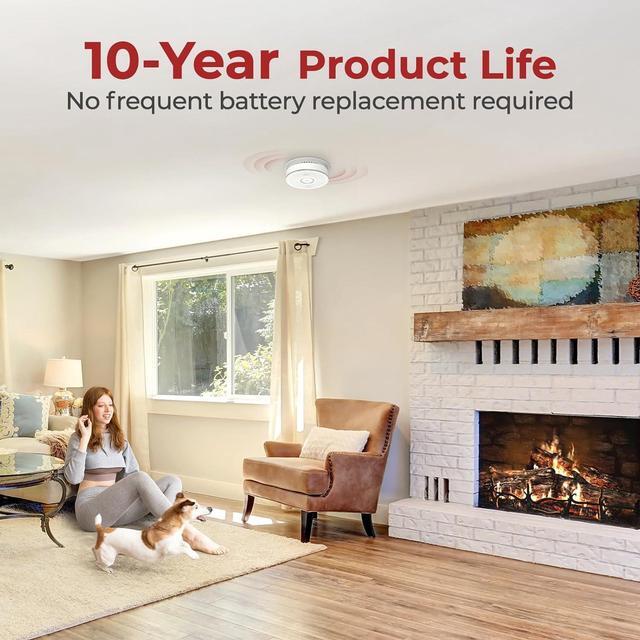 Alt view image 5 of 7 - Interconnected Smoke and Carbon Monoxide Detector Combo, 2 in 1 Smoke and CO Detector with Replaceable Batteries Back Up, AC Smoke and CO Alarm, Voice Alert, Self-Check, 3 Pack