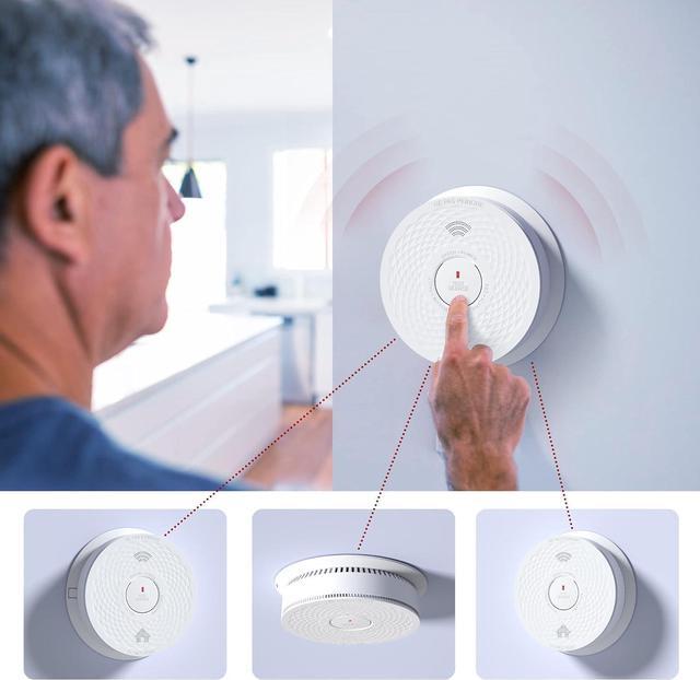 Alt view image 7 of 7 - Interconnected Smoke and Carbon Monoxide Detector Combo, 2 in 1 Smoke and CO Detector with Replaceable Batteries Back Up, AC Smoke and CO Alarm, Voice Alert, Self-Check, 3 Pack