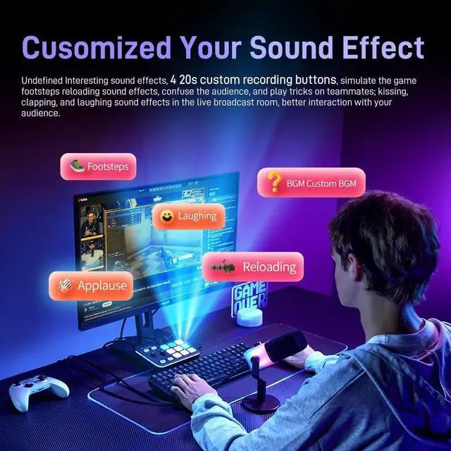 Alt view image 4 of 7 - Gaming Audio Mixer, Audio Interface with Pro-preamp, RGB, Bluetooth, 48V Phantom Power for Live Streaming, Podcasting, Content Create, Gaming MaonoCaster G1 NEO (Not for USB Mic)