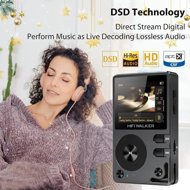 Alt view image 2 of 6 - H2 HiFi MP3 Player with Bluetooth, Lossless DSD DAC Flac, High Resolution Music Player, Portable Audio Player with 64 GB Memory Card, Supports up to 256 GB